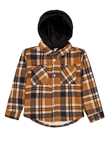 Highland Originals Boys' Plaid Hooded Button-Up Shirt - CookiesKids.com