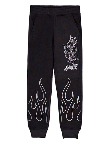 Southpole Boys' Fleece Rhinestone Logo Flame Joggers - CookiesKids.com
