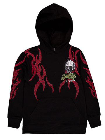 Southpole Boys' Fleece Skull Graphic and Studded Tribal Pattern Pullover Hoodie - CookiesKids.com