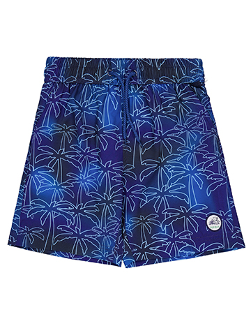 Deep Blue Boys' Floral Outline Swim Shorts - CookiesKids.com