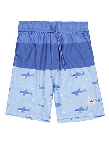 Deep Blue Boys' Shark Print Swim Shorts Set - CookiesKids.com