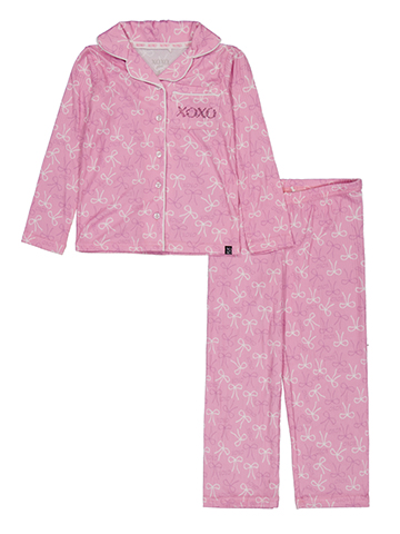 XOXO Girls' All Over Bow Print Pajama Jacket Set - CookiesKids.com