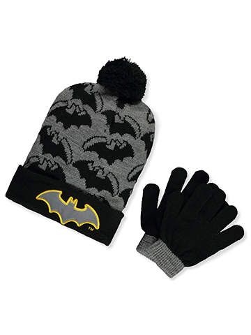 Batman Boys' 2-Piece Pom Hat & Gloves Set - CookiesKids.com
