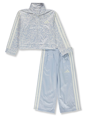 Adidas Girls' 2-Piece Leopard Tricot Pants Set Outfit - CookiesKids.com