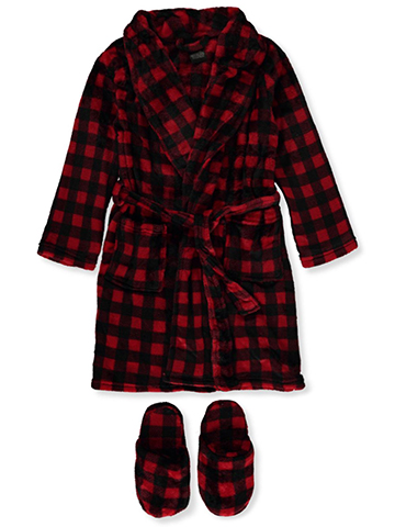 Quad Seven Boys' 2-Piece Plaid Bathrobe & Slippers Set - CookiesKids.com