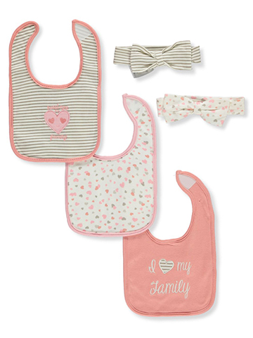 Duck Duck Goose Baby Girls' 5-Piece Bib & Headbands Set - CookiesKids.com