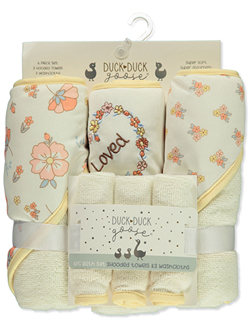 Duck Duck Goose Baby Girls' 6-Piece Hooded Towel & Washcloths Set - CookiesKids.com