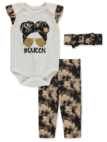 Mon Petit Baby Girls' 3-Piece Queen Leggings Set Outfit - CookiesKids.com
