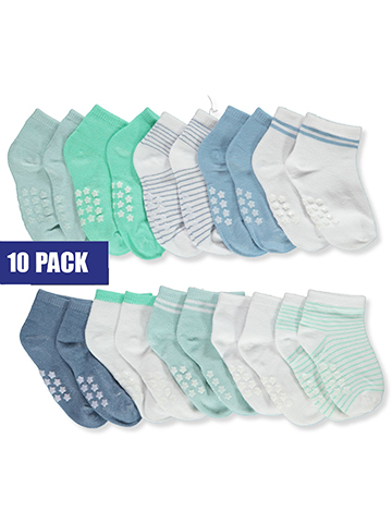 Duck Duck Goose Baby Boys' 10-Pack Grippy Crew Socks - CookiesKids.com