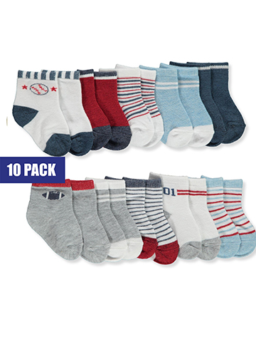 Duck Duck Goose Baby Boys' 10-Pack Crew Socks - CookiesKids.com