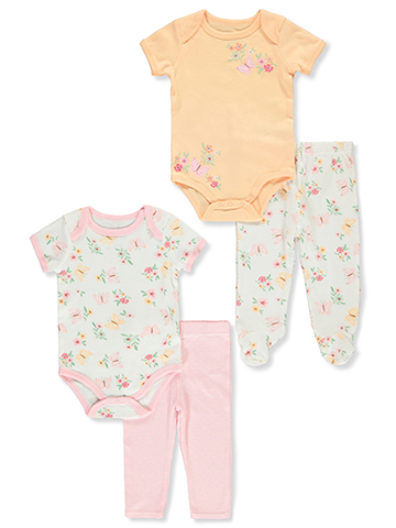 Duck Duck Goose Baby Girls' 4-Piece Pants Bodysuits Set - CookiesKids.com