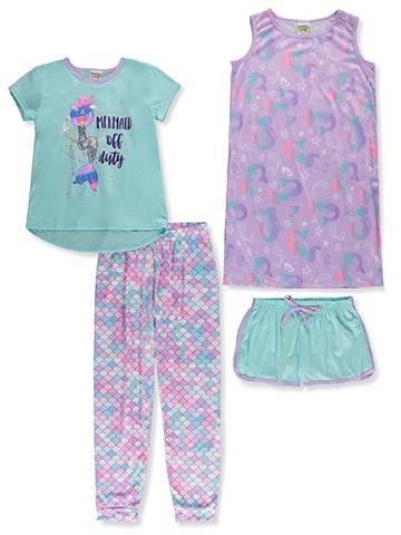 Sweet N Sassy Girls' 4-Piece Mermaid Pajamas Set - CookiesKids.com