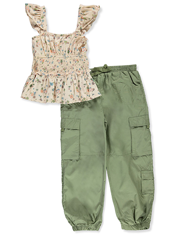 Real Love Girls' 2-Piece Cargo Pants Set Outfit - CookiesKids.com