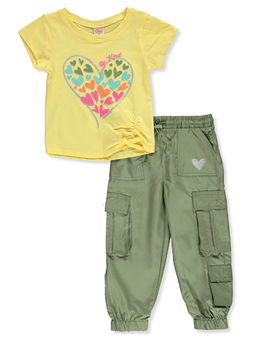 Real Love Girls' 2-Piece Cargo Pants Set Outfit - CookiesKids.com
