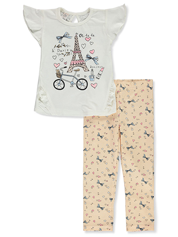Real Love Girls' 2-Piece Paris Leggings Set Outfit - CookiesKids.com