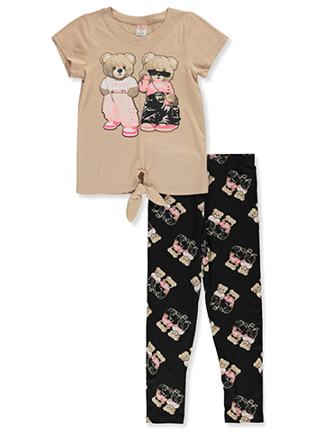 Real Love Girls' 2-Piece Teddy Leggings Set Outfit - CookiesKids.com