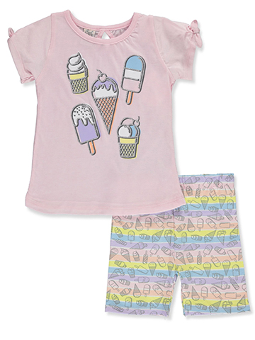 Real Love Girls' 2-Piece Bike Shorts Set Outfit - CookiesKids.com