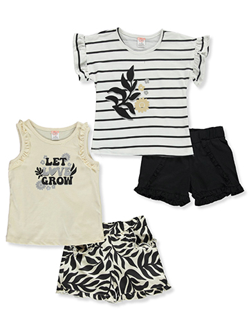 Real Love Girls' 4-Piece Mix Match Love Shorts Set Outfit - CookiesKids.com