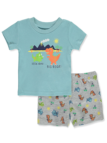 Dapper Dude Baby Boys' 2-Piece Dinosaur Shorts Set Outfit - CookiesKids.com