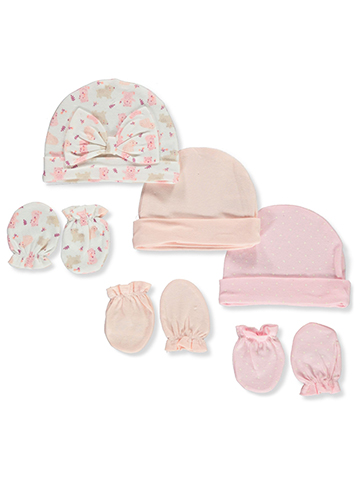 Duck Duck Goose Baby Girls' 6-Piece Heart Mittens & Caps Set - CookiesKids.com