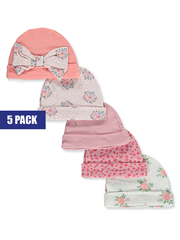 Duck Duck Goose Baby Girls' 5-Pack Floral Caps - CookiesKids.com