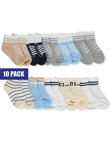 Duck Duck Goose Baby Boys' 10-Pack Crew Socks - CookiesKids.com
