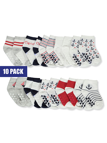 Duck Duck Goose Baby Boys' 10-Pack Nautical Crew Socks - CookiesKids.com