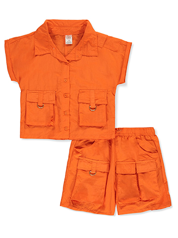 Real Love Girls' 2-Piece Cargo Shorts Set Outfit - CookiesKids.com