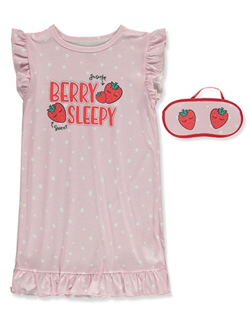 Sweet N Sassy Girls' 2-Piece Berry Sleepy Nightgown & Sleep Mask Set - CookiesKids.com