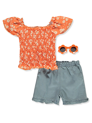 Real Love Girls' 3-Piece Shorts Sunglasses Set Outfit - CookiesKids.com