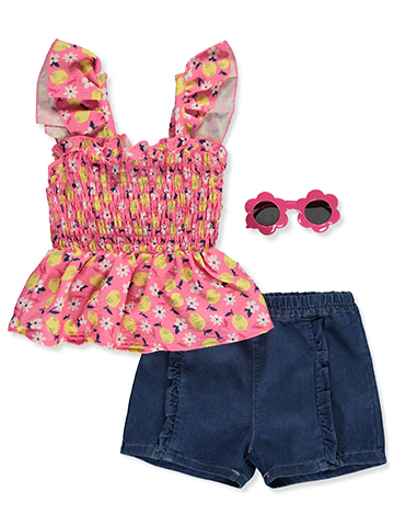 Real Love Girls' 3-Piece Shorts Sunglasses Set Outfit - CookiesKids.com