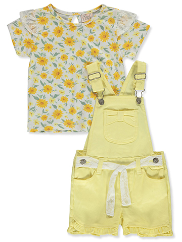 Real Love Girls' 2-Piece Shortalls Set Outfit - CookiesKids.com