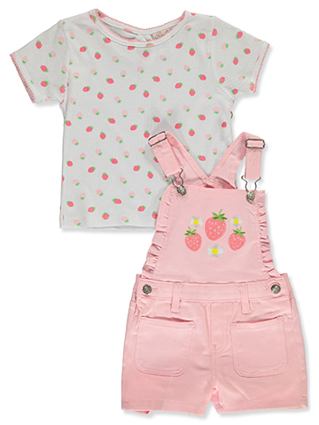 Real Love Girls' 2-Piece Berry Shortalls Set Outfit - CookiesKids.com