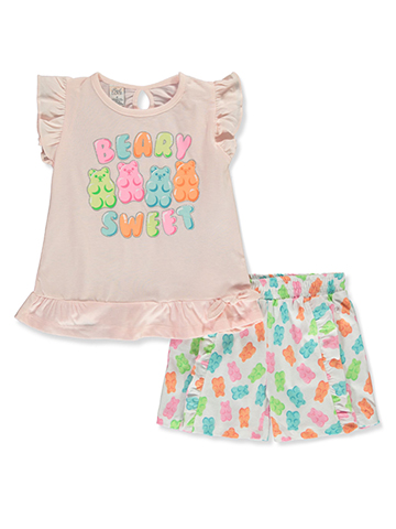 Real Love Girls' 2-Piece Gummy Bear Shorts Set Outfit - CookiesKids.com