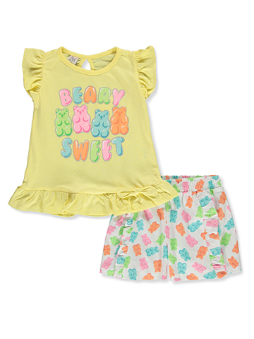 Real Love Girls' 2-Piece Gummy Bear Shorts Set Outfit - CookiesKids.com