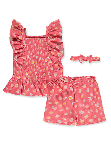 Real Love Girls' 3-Piece Daisy Shorts Set Outfit - CookiesKids.com