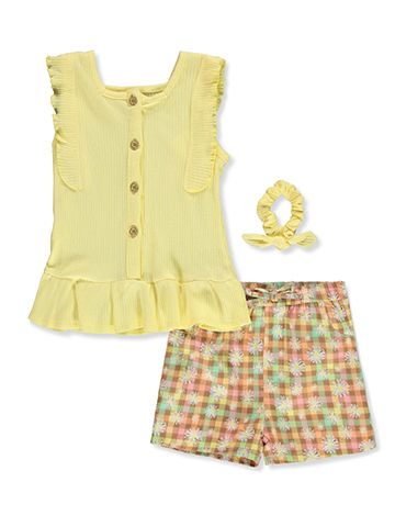Real Love Girls' 3-Piece Heart Shorts Set Outfit - CookiesKids.com