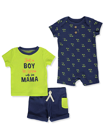 Duck Duck Goose Baby Boys' 3-Piece Romper Shorts Set Outfit - CookiesKids.com