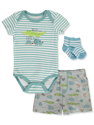 Duck Duck Goose Baby Boys' 3-Piece Dino Shorts Set Outfit - CookiesKids.com