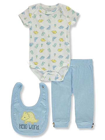 Little Me Baby Boys' 3-Piece Dinosaur Bib Layette Set - CookiesKids.com