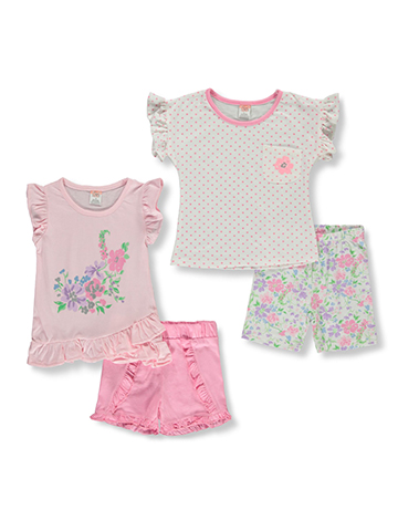 Real Love Girls' 4-Piece Mix And Match Shorts Set Outfit - CookiesKids.com