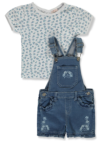 Real Love Girls' 2-Piece Shortalls Set Outfit - CookiesKids.com