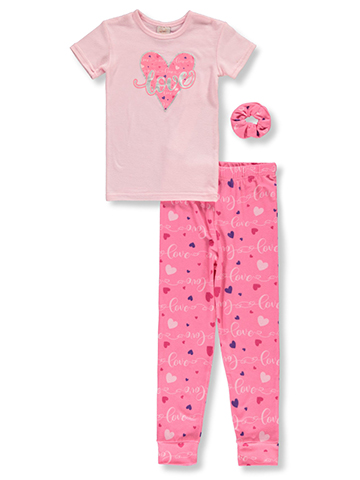 Sweet N Sassy Girls' 3-Piece Hearts Pajamas Set - CookiesKids.com