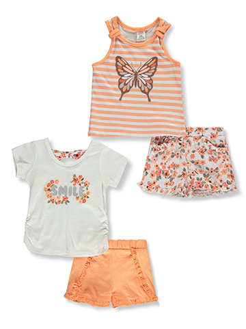 Real Love Baby Girls' 4-Piece Shorts Set Outfit - CookiesKids.com