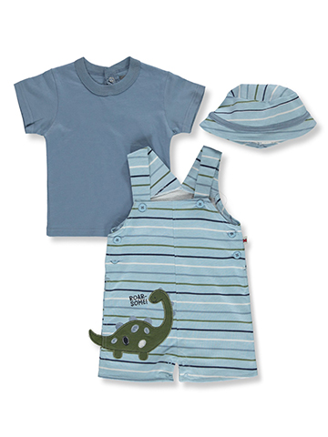 Dapper Dude Baby Boys' 3-Piece Dinosaur Shortalls Set Outfit - CookiesKids.com