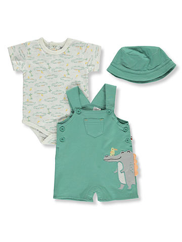 Dapper Dude Baby Boys' 3-Piece Alligator Shortalls Set Outfit - CookiesKids.com