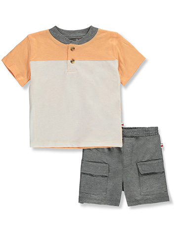 Dapper Dude Baby Boys' 2-Piece Henley Shorts Set Outfit - CookiesKids.com