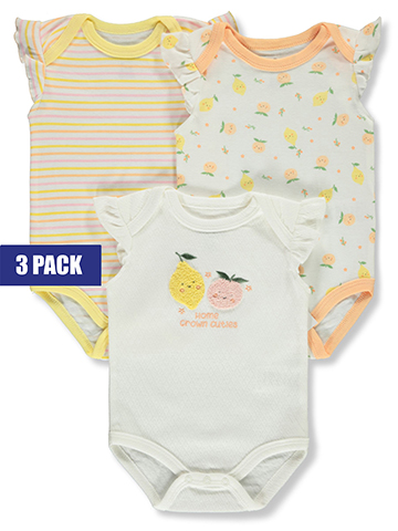 Duck Duck Goose Baby Girls' 3-Pack Fruit Bodysuits - CookiesKids.com