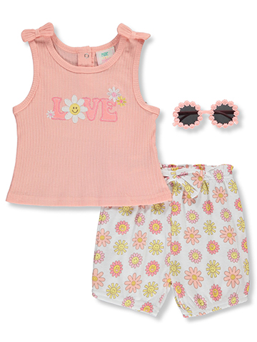 Millie & Myles Baby Girls' 3-Piece Shorts Set Outfit - CookiesKids.com