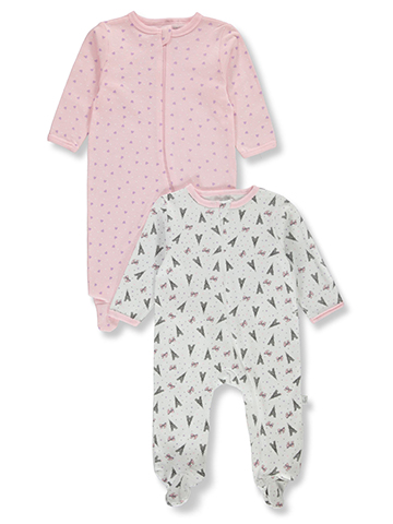 Duck Duck Goose Baby Girls' 2-Pack Paris Footed Coveralls - CookiesKids.com